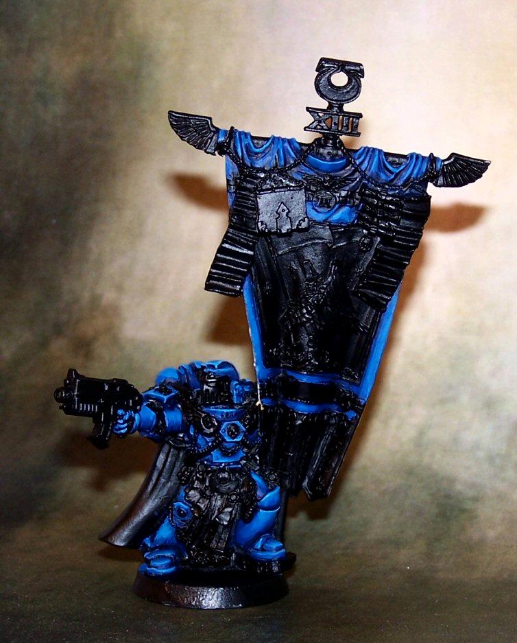 Banner, Blue, Space Marines, Standard, Standard Bearer, Ultramarines, Veteran Ultra Marines